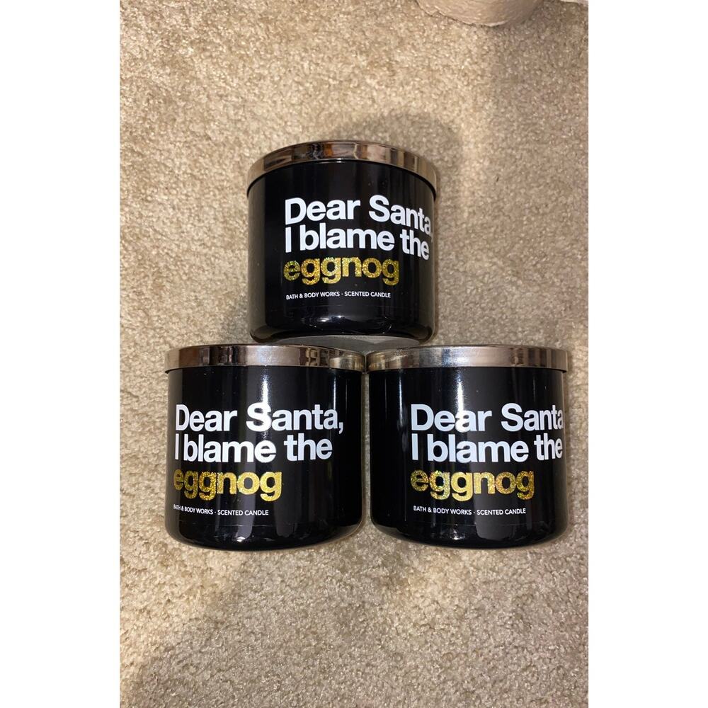bath and body works dear santa i blame the eggnog candle 3 wick candles set of 3